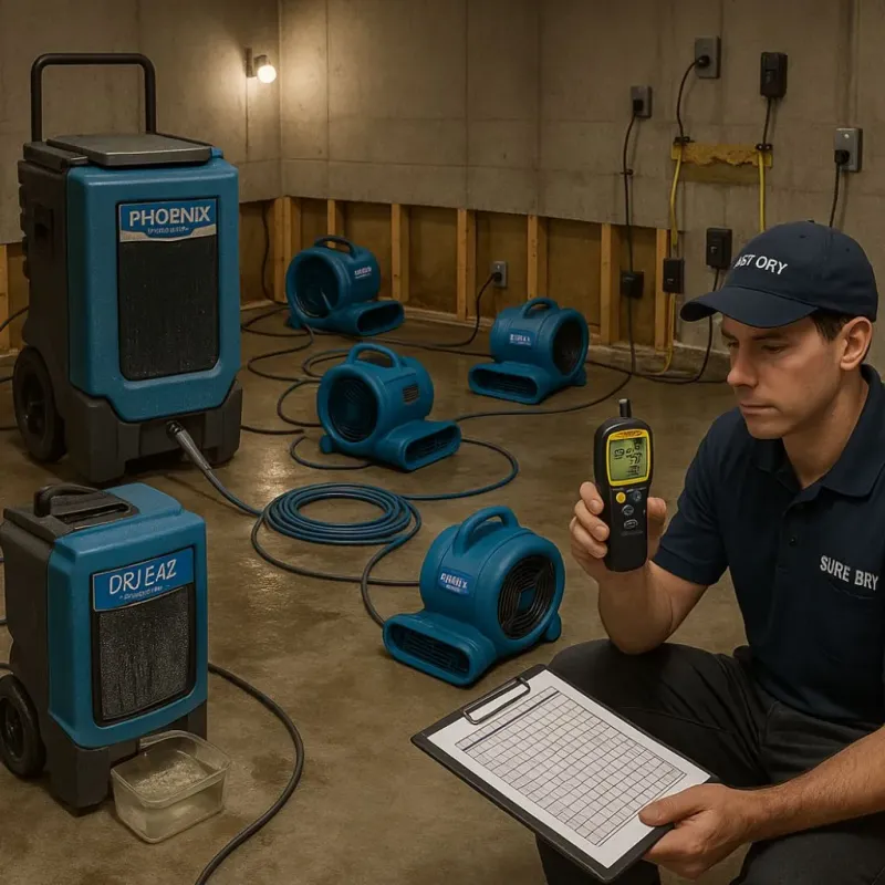 Structural Drying and Dehumidification process in Elwood, KS